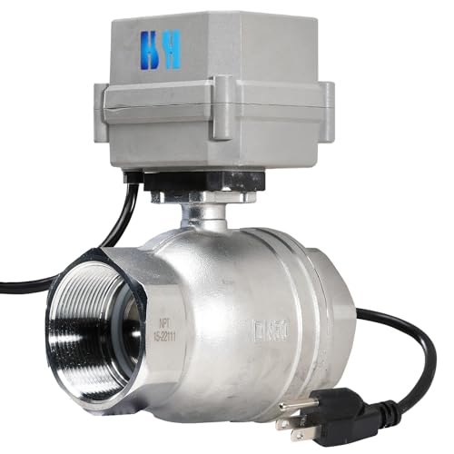 2 inch DN50 110-230VAC Normally Closed Stainless Steel 304/CF8 Motorized Electrical Ball Valve With U.S. Plug - color: Stainless Steel Normally Closed, size: 2 Inch