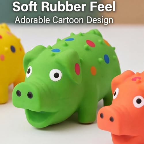 Squeaky Pig Dog Toys 3 Pack, Latex Pig Dog Chew Toys, Interactive Durable Puppy Squeaky Toys, Mini Cute Little Piggy Fetch Play Toys for Small Medium Dogs Indoor Outdoor Training Playing