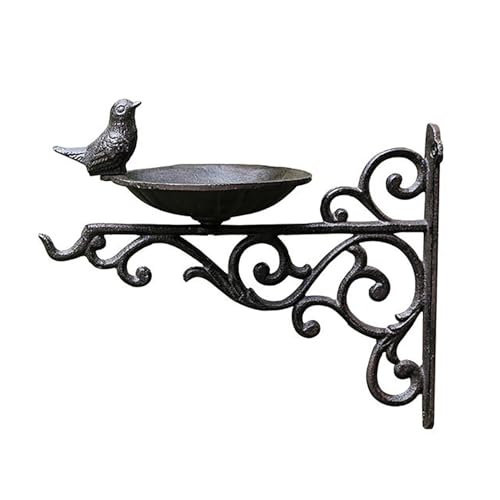 Small Backyard Bird Feeder for Amateur Birdwatcher, Vintage Rustic Style Feed Trough, Decorative Wall Mounted Cast Iron Feeding Trough(Style A) - size: Style A