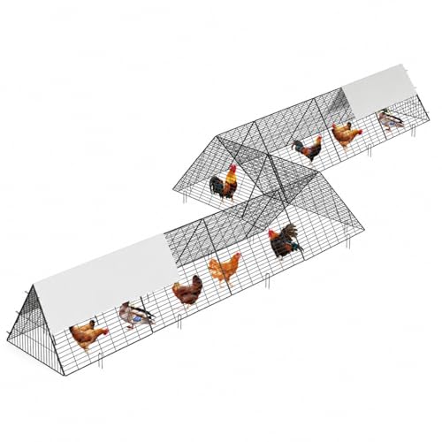 Large Metal Chicken Tunnel, Portable Chicken Run Coop with Waterproof & Anti-UV Cover, Outdoor Predator Protection Poultry House for Yard Backyard Farm, Hens Ducks Rabbits - size: 40.9"L x 29.7"W x 3.7"H