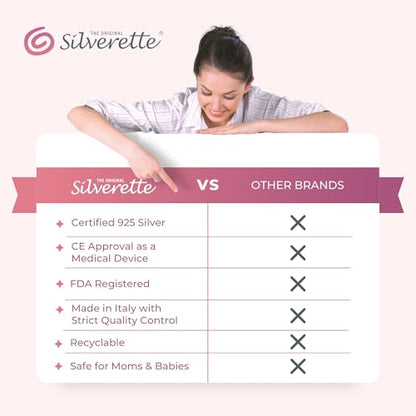 Silverette® The Original Silver Nursing Cups, Nipple Covers for Breastfeeding Essentials, Pure 925 Silver Nipple Shields - color: Small - Regular With O-Feel Silicone Rings