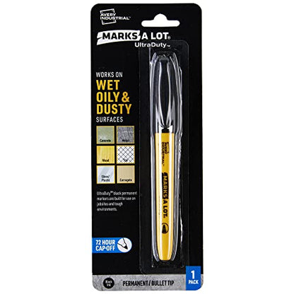 Avery Marks A Lot UltraDuty Permanent Markers, Bullet Tip, Water Resistant, 1 Black Industrial Marker (29843) - size: 1 Count (Pack of 1)