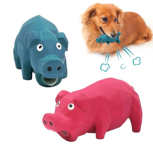 Squeaky Pig Dog Toy That Oinks, Grunting Dog Toy Pig 5.7 inch, Latex Dog Chew Toys for Small & Medium Dogs(2 Pack