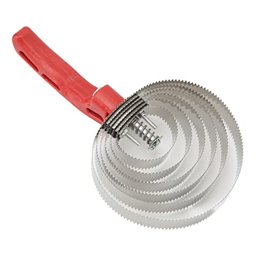 Cow Curry Comb, 6 Turn Stainless Steel Horse Brush with Ergonomic ABS Handle, for Itch Relief and Grooming Horses Sheep Cats Dogs