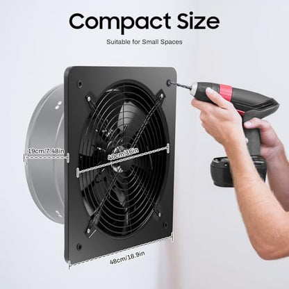 16'' Explosion-Proof Wall Mounted Industrial Fan - 750W High-Velocity Axial Extractor Ventilation Blower, 4700CFM Airflow for Garage, Kitchen, Paint Booth, Utility and Commercial Exhaust Applications