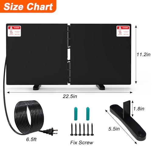 Chicken Coop Heater 240 Watts, Large Size Foldable Energy Efficient Heater for Chicken Coop, Two Mounting Model Radiant Heat Coop Heater for Chicken Kitten Puppy Pets Animals in Winter Black