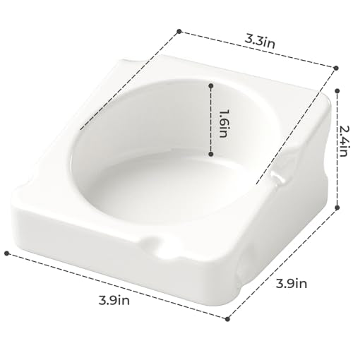Hamster Food Bowl - Ceramic Guinea Pig Bowl Chew-Proof 4.3in | Small Pet Anti-Turning Food & Water Feeding Dish for Rabbit, Gerbils, Mice, Rats, Chinchillas -Cute Cheese-Shaped - color: white