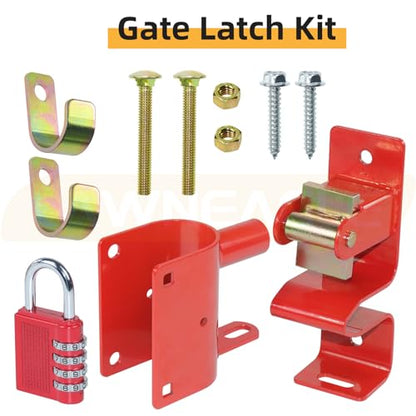 Red One Way Gate Latch – Heavy Duty Farm Gate Latch | Fits Round Tube Gates with 1-5/8" to 2" Tubes – 1-Way Latch with 4-Digit Combination Lock, Ideal for Farms & Pastures - color: 1 Pack Red One Way Gate Latch