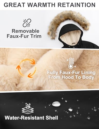 ANOTHER CHOICE Women's Hooded Winter Coat Waterproof Parka Jacket Warm Sherpa FLeece Lined Winter Parka Coat - color: Black-new, size: 3X-Large