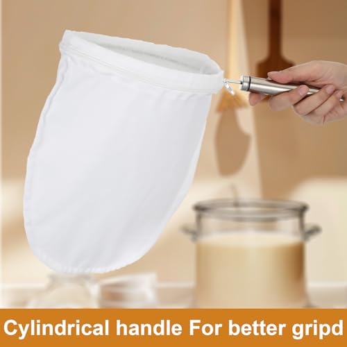 2 PCS Nut Milk Bag Reusable, 12inch x 12inch Fine Mesh Cheese Cloth Bags with Stainless Steel Handle Juice Strainer for Straining