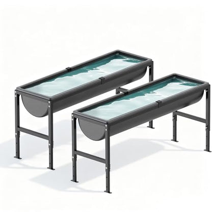 2PCS Animal Waterer 11 Gallon, Livestock Water Trough with Adjustable Stand, Easy to Assemble and Carry, Feeding Goat, Sheep, Horse, Dog in Farm - size: 2 PCS