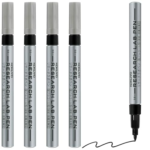 KOKUYO Alcohol Resistant Laboratory Markers, 5 Black Permanent Freezer Lab Pens with 0.6mm Fine Point Tip, Designed for Industrial, Lab and Hospital Use, Japan Import - color: Black