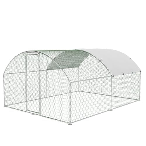 Large Metal Chicken Coop, Outdoor Chicken Runs for Yard with Cover,Large Chicken Run with Upgrade Tri-Supporting,Waterproof and UV-Resistant,Walk-in Poultry Cage for Farm Yard(9.8'l x 13.1'w x 6.6'h) - size: 9.8 x 13.1 x 6.6 FT