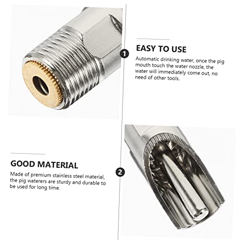 POPETPOP 5pcs Automatic Pig Waterer Stainless Steel Pasture Feeder Piglets Waterer Livestock Drinking Water Nipple