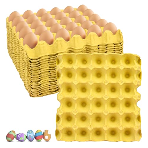 20 Flats 30-Cell Egg Crate?Holds 30 Eggs?, Cardboard Egg Cartons, Sturdy and Stackable Egg Flats, Perfect Egg Crates for Fresh Eggs, Chicken Farm - size: 20 Pack yellow