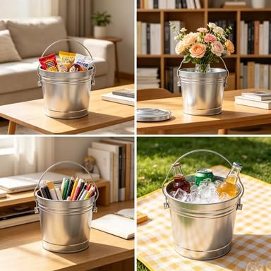 6-Gallon Galvanized Steel Storage Can with Locking Lid - Secure Metal Container for Gardening Supplies
