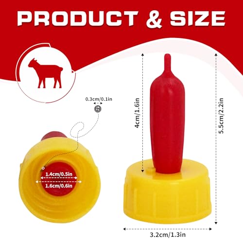 20-PCS Goat Nipples Nipple Soft Rubber Pacifier for Feeding Pup Foal Calf Small Animal Screw On Sprite Coke Soda Bottle (Yellow) - color: yellow