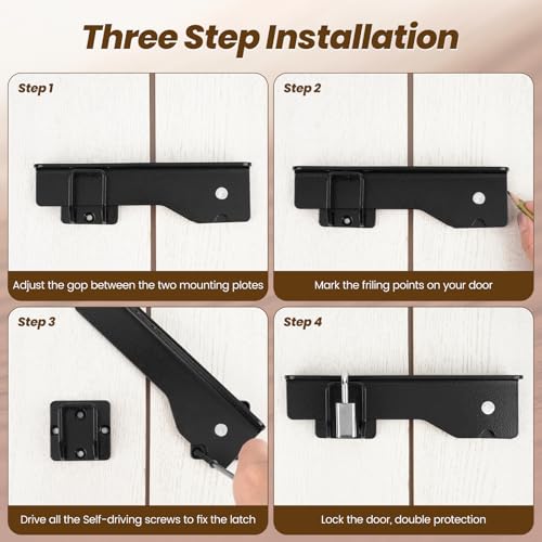 Kryonix 7.5" Flip Gate Latch Lock with 3 Padlock Hole, Heavy Duty Carbon Steel Door Latch for Outdoor Wooden Fence, 180° Adjustable Double Gate Latch for Sliding Swing Open Gate,Barn Door - size: 1PCS-Upgraded