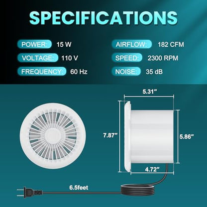 HG Power 6 Inch Reversible Bathroom Exhaust Fan with Remote Control, 3-Speed, 2-in-1 Intake & Exhaust, Low Noise Window Fan with Mesh Screen for Wall Ceiling Garage Basement Office Home, White - color: 6" - Two Way