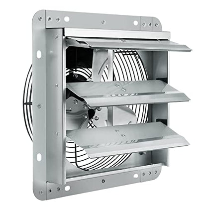 VEVOR 10'' Shutter Exhaust Fan, High-speed 820 CFM, Aluminum Wall Mount Attic Fan with AC-motor, Ventilation and Cooling for Greenhouses, Garages, Sheds, Shops, FCC - size: 10 Inch