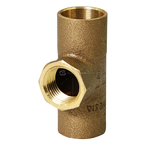 Everflow Supplies CCFT3412-NL C X C X F Cast Brass Tee Fitting with Solder Cups and Female Threaded Branch, 3/4" x 3/4" x 1/2" - size: 3/4" x 3/4" x 1/2"