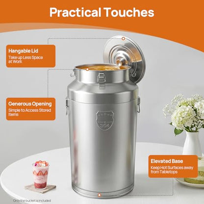 304 Stainless Steel Milk Can, 88L/23.3Gal Airtight Sealed Bucket with Lid, Heavy Duty Storage Container for Milk Wine Oil Beverage – Metal Canister for Kitchen Restaurant Party (88L) - size: 88L