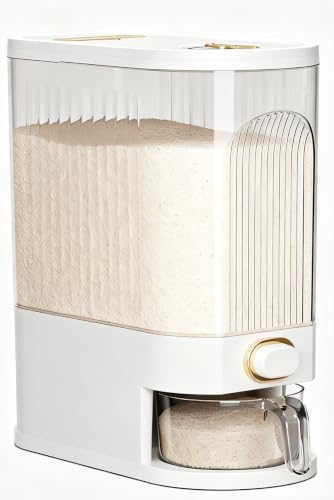 Gagee 22 Lbs Rice Dispenser, Clear | Grain Container Storage, With Lid, Measuring Cylinder, Moisture Proof, Household Cereal Dispenser Bucket - color: 22 Clear