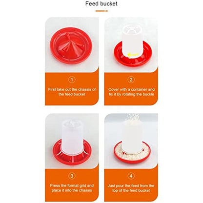 Baby Chick Feeder Waterer 0.35 Lbs Chicken Feeder 5.4 Ounce Chicken Waterer Small Birds Poultry Feeding Equipment Kit Non Toxic Plastic for Broiler Duck Farm Use (Style-1) - color: style-1