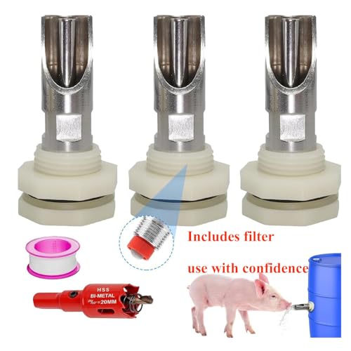 Stainless Steel Pig Water Nipple 1/2 Thread Automatic Pig Nipple Drinker Feeder Waterer for Pigs Livestock Stainless Steel 2pcs - color: Stainless steel, size: 2pcs