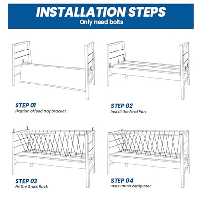 96 Gallon Goat Hay Feeder, 2 in 1 Hay Feeder for Goats, 5 Ft Long Feeding Tray for Livestock Feeder, Feeding Goats, Sheep and Ponies, for Farms, Sheep Sheds (Galvanizing)