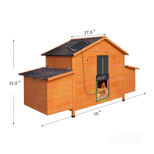 Automatic Chicken Coop with Solar-Powered Door, Weatherproof Design, Ventilated, with 2 Nesting Boxes, Timer & Light Sensor – Durable Outdoor Chicken House with Pull-Out Tray