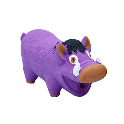 Latex Wild Boar Squeaky Dog Toy, 18x7cm Durable Chew Toy for Medium and Large Dogs, Funny Animal Sound for Stress Relief and Oral Care (Purple)