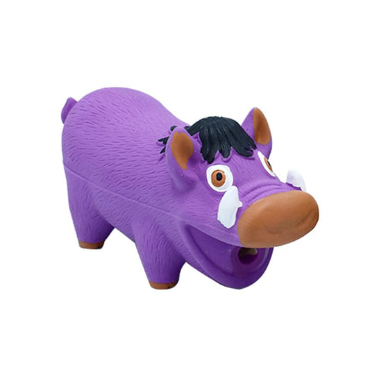 Latex Wild Boar Squeaky Dog Toy, 18x7cm Durable Chew Toy for Medium and Large Dogs, Funny Animal Sound for Stress Relief and Oral Care (Purple)