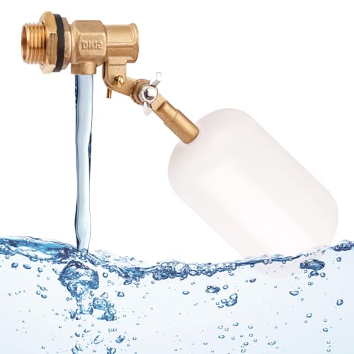 Float Valve 1/2 inch, Brass Water Float Valve with Adjustable Arm, Float Ball Valve Automatic Fill and Water Level Control for Water Trough,Fountains,Water Tank,Ponds,Pool,Aquariums - color: 1/2 in