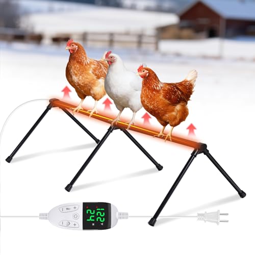 Heated Chicken Perch for Coop Thermo Heated Roosting Bar for Chickens Adjustable Temperature Heated Perch for Chicken Prevents Frozen Toes, Overheat Protection Chick Warm Coop Accessories