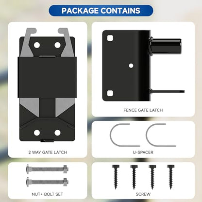 Heavy Duty Two-Way Farm Gate Latch with Padlock Hole – 1 Pack Gate Latch Fits Metal Tube Gates – for Ranch, Fence, Yard & Pasture