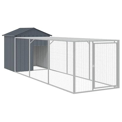 Chicken Cage Outdoor 159x46x48 in Anthracite Galvanized Heavy Duty Steel Coop Large Run for Backyard Poultry Hen House Garden Flock - size: 159.4 x 46.1 x 48.4 in (W x L x H)