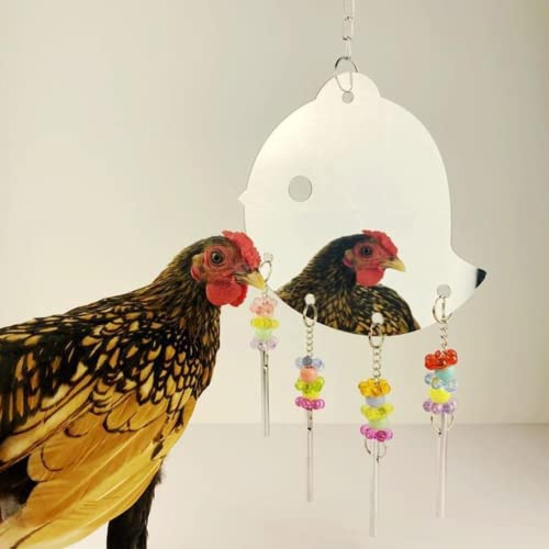 ansu Chicken Toy Pet Birds Swing Mirror Toys with Bells Macaw Cockatoo Parakeet Tool