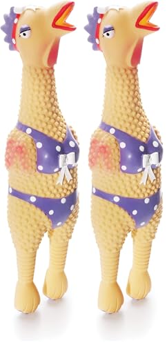Outward Hound by Charming Pet Squawkers Henrietta Latex Squeaky Rubber Chicken Dog Toy, Funny Interactive Holiday Toy for Dogs, Small Size (Pack of 2) - color: Henrietta, size: Small (Pack of 2)
