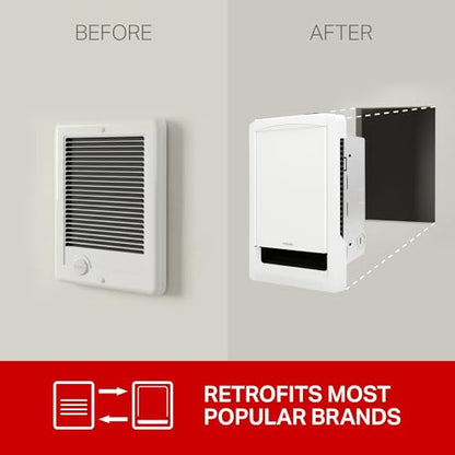 Stelpro Sonoma Style Wall Fan Heater – 1500W / 120V – 12 7/16″ H × 9 1/16″ W – Minimalist Design – Silent Comfort, Quick Heat – No Built-In Thermostat – White (ASOS1501WCW)