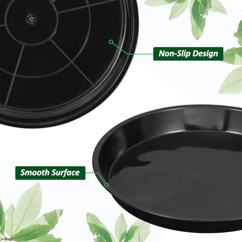 PATIKIL 5 Pack Large Plastic Plant Saucer, 22 Inch Plant Tray for Pots Round Plant Dish Plant Drip Trays Water Tray for Indoors Outdoors Garden, Black - size: 22 Inch
