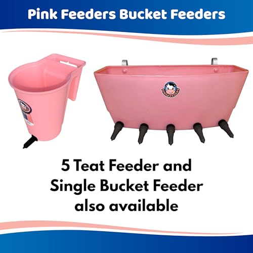 Three Nipple Calf Feeder 4.5 Gallon with Thriver Screw-in Teats, One-Piece UV-Protected Multi Calf Milk Feeder, Fence Mount Livestock Nursing System for Farm & Ranch Use - Part #PF3