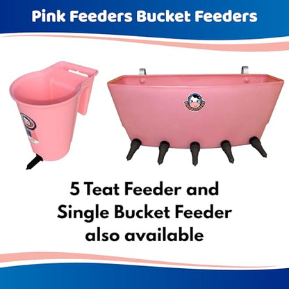 Three Nipple Calf Feeder 4.5 Gallon with Thriver Screw-in Teats, One-Piece UV-Protected Multi Calf Milk Feeder, Fence Mount Livestock Nursing System for Farm & Ranch Use - Part #PF3