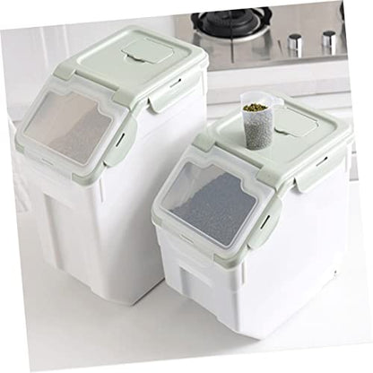 LIOOBO Pp Plastic Grain Storage Barrel Sealed Lids Pet Food Dry Container Dog Food Storage Case Nordic Design - color: Olive Green