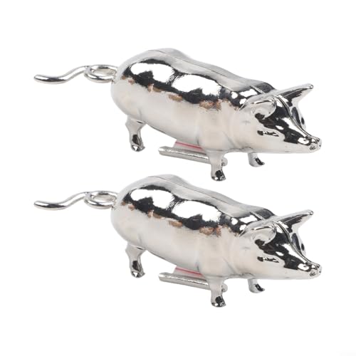 Pig Measuring Tape Antique-Inspired Pig Figurine for Mini Tape Measure Retractable Ruler for Tailors, Quilting, Crafts, Sewing Kit Accessory(15CM Silver 2PCS)