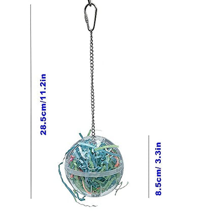 3.5" Hanging Plastic Forager Ball Toy to Unscrew with shredding Paper Inside for Medium and Large Parrot