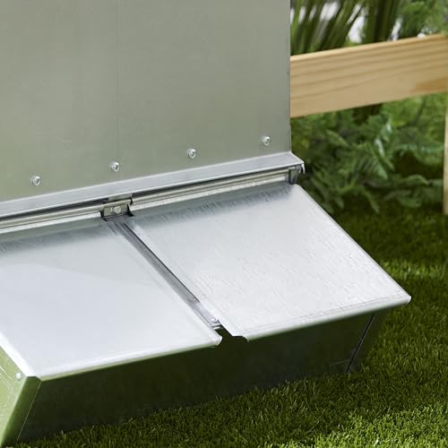 Brower 2 Door Heavy Duty Galvanized Steel Alloy Supplement Outdoor Hog Feeder with Free Acting Doors for 8 Full Grown Hogs and Pigs