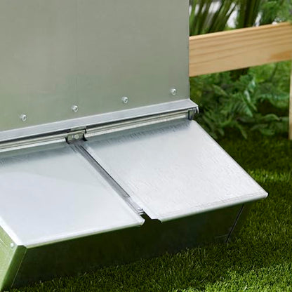 Brower 2 Door Heavy Duty Galvanized Steel Alloy Supplement Outdoor Hog Feeder with Free Acting Doors for 8 Full Grown Hogs and Pigs