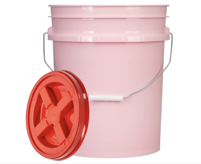 House Naturals 5 Gallon Pink Food Grade BPA Free Made in USA Bucket Pail with Screw On Airtight Scarlet Red lid (Pack of 3)