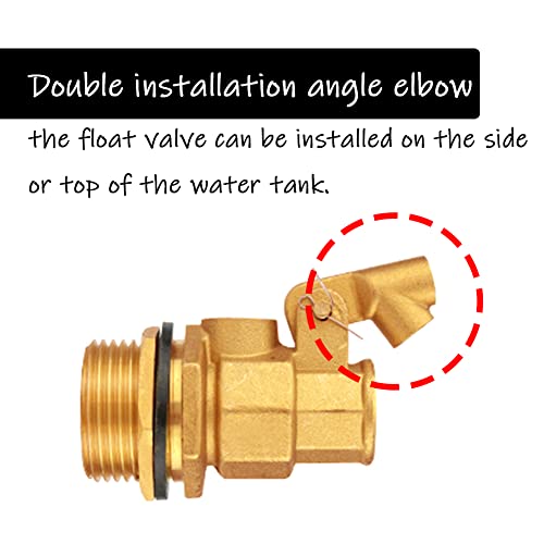 Uenede Float Ball Valve DN15 1/2" Male Thread Stainless Steel Floating Ball Brass Valve Automatic Switch for Stock Tank Pool Water Level Control - size: 1/2"-1PCS